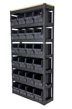 Складской стеллаж с черными ящиками 700-6 CH