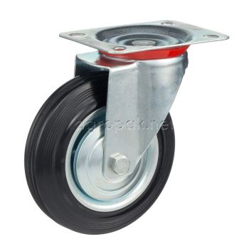 Колесо поворотное Стелла-техник 4001-160 диаметр 160мм, грузоподъемность 145кг, резина, металл
