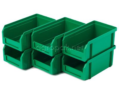 Пластиковый ящик Стелла-техник V-1-К6-зеленый , 180х200х140мм, комплект 6 штук