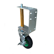 Колесо опорное для гаражных ворот с пружиной поворотное с тормозом 160мм Надувное