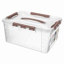 Ящик для хранения универсальный с замками и ручкой "grand box", 390х290х180мм, 15,3л (коричневый)